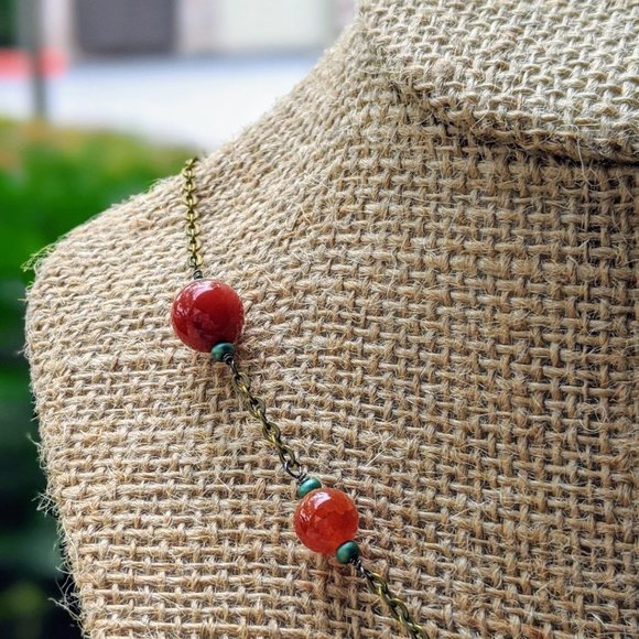 Enchanting Fox Tales Ceramic Necklace - Artistic Nature Jewelry - Picture 2 of 4